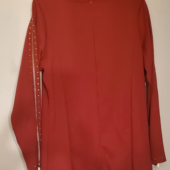 K. Jordan XL burnt orange studded blouse with zip sleeves - Picture 4 of 5